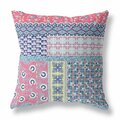 Palacedesigns 16 in. Patch Indoor Outdoor Throw Pillow Pink & Teal PA3675263